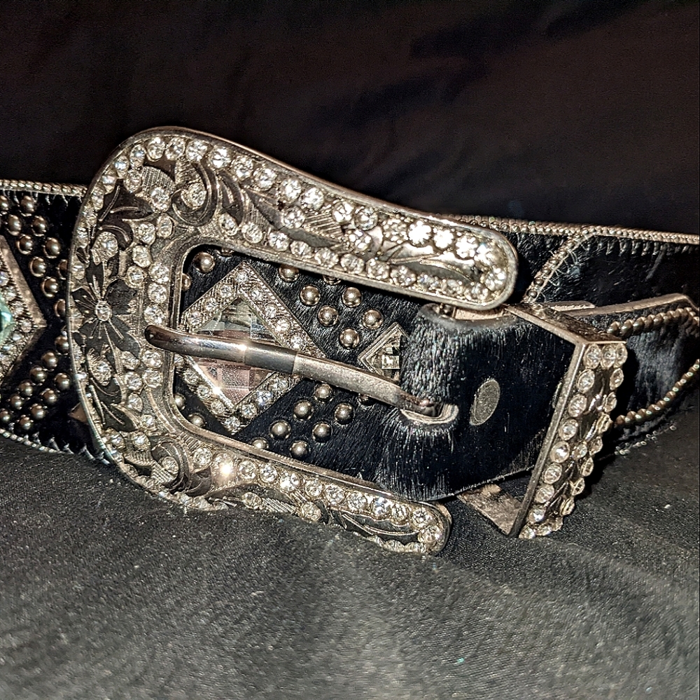 Rhinestone Hip Belt beautiful bling thick waist belt hide chunky sparkly studs